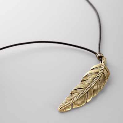 Fossil Rare Feather Pendant Necklace