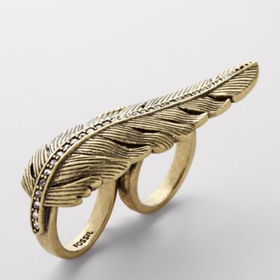 Fossil Rare Feather Ring Size 7