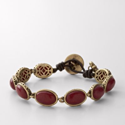 Fossil Dark Raspberry Stone Bracelet