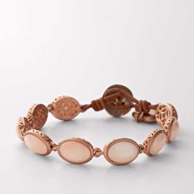 Fossil Mother of Pearl Stone Bracelet