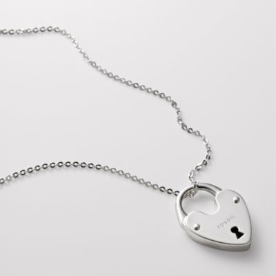 Fossil Sterling Heartlock Necklace