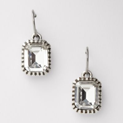 Fossil Clear Drop Earring - Silver