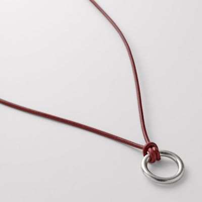 Fossil Red Leather Charm Necklace