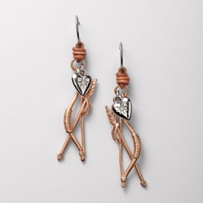 Fossil Rose Bow and Arrow Earrings