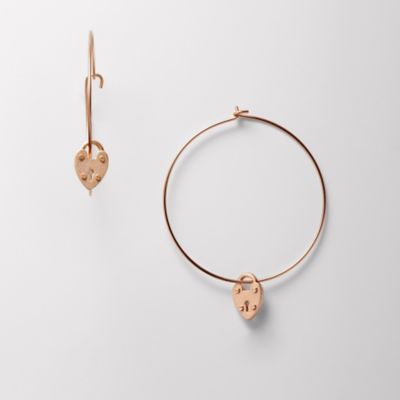 Fossil Rose Heartlock Hoops