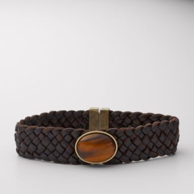 Fossil Tiger's Eye Leather Bracelet