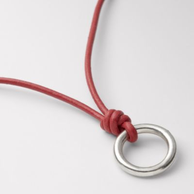 Fossil Pink Leather Charm Necklace
