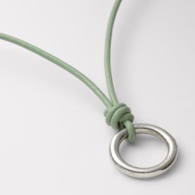 Fossil Mint Leather Charm Necklace