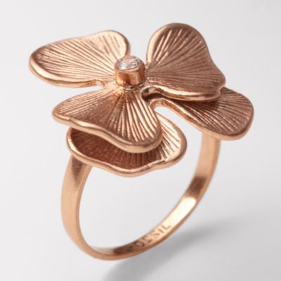 Fossil Rose Flower Ring - 8