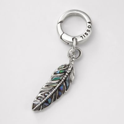 Fossil Abalone Feather Charm
