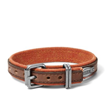 JA5930 - Leather and Canvas Bracelet – Two-Tone