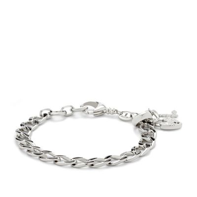 JA6028 - Enamel Link Charm Starter Bracelet - Black