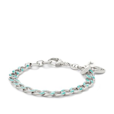 JA6030 - Enamel Link Charm Starter Bracelet - Turquoise