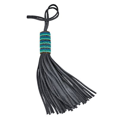 Fossil X Me To We Black Leather Tassel Bag Charm Ja6837040