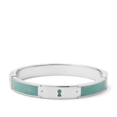 JF00389 - Leather Keyhole Bangle - Aqua