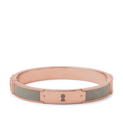 JF00391 - Leather Keyhole Bangle - Grey