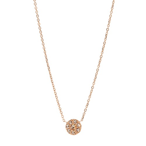 Fossil Tiny Disc Pendant- Rose Necklaces JF00846791 Fossil Tiny Disc Pendant- Rose Necklaces JF00846791