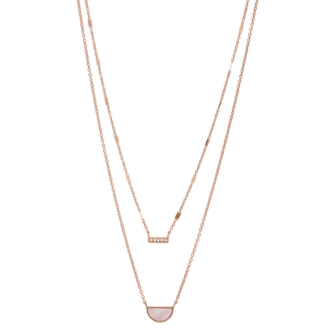 Fossil Duo Half Moon Rose Gold-Tone Stainless Steel Necklace Jf03135791 jewelry - JF03135791-WSI Fossil Duo Half Moon Rose Gold-Tone Stainless Steel Necklace Jf03135791 jewelry - JF03135791-WSI