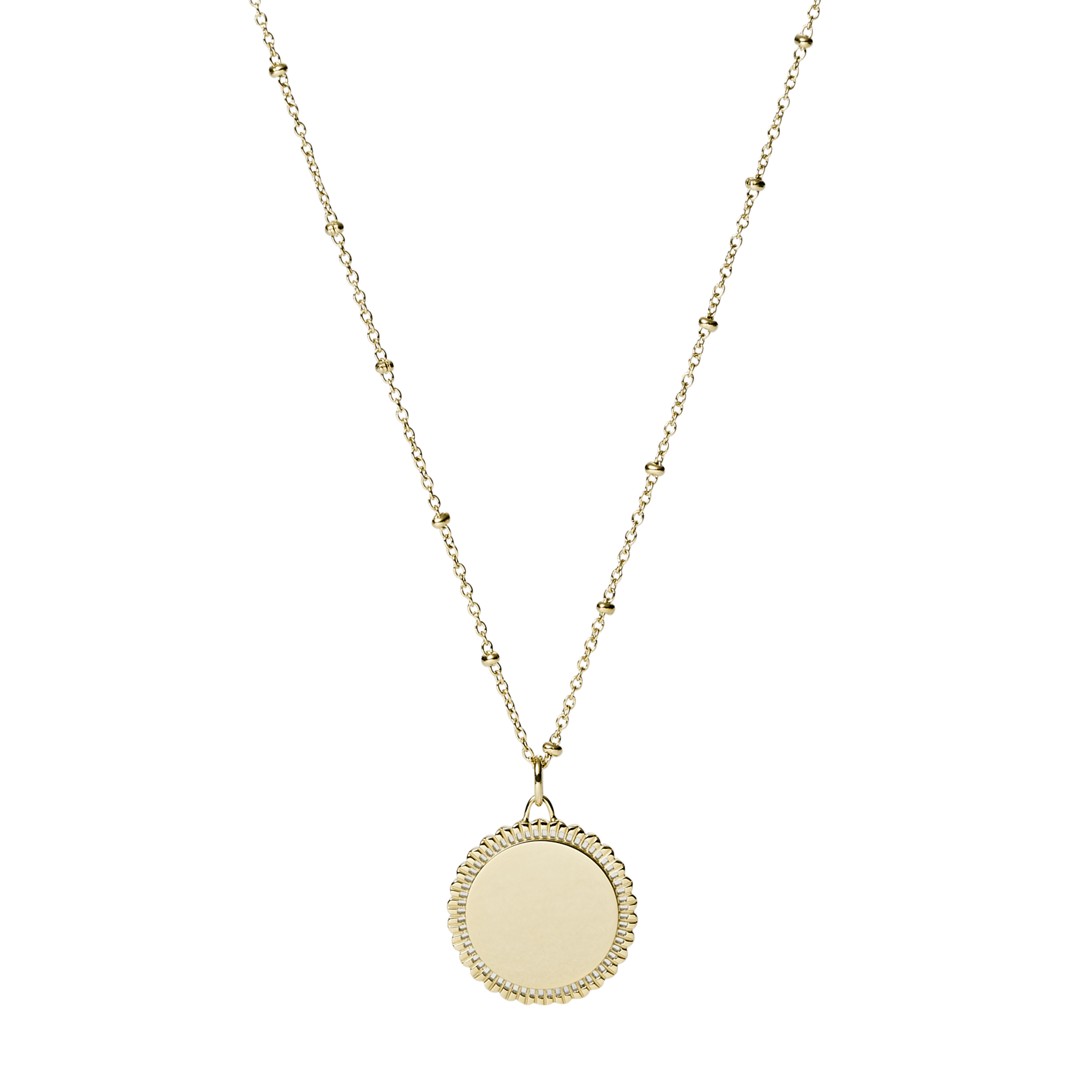 Fossil Scalloped Disc Gold-Tone Stainless Steel Necklace Jf03167710 jewelry - JF03167710-WSI Fossil Scalloped Disc Gold-Tone Stainless Steel Necklace Jf03167710 jewelry - JF03167710-WSI