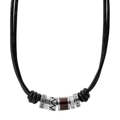 JF84068 - Collana in pelle ed elementi in acciaio