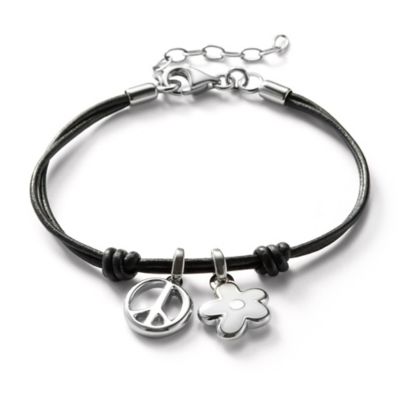 JF85203 - Charming Flower and Peace Sign Bracelet