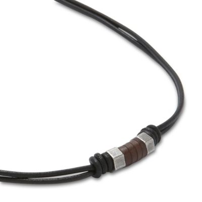 JF87260 - Leather Cord Necklace - Black