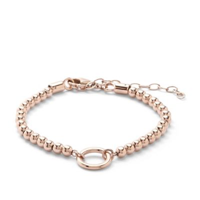 JF88038 - Beaded Circle Charm Starter Bracelet - Rose