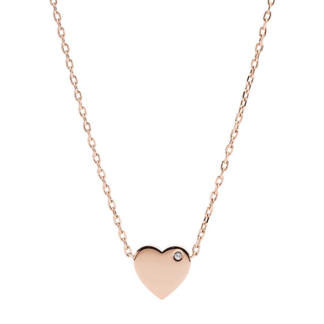 Fossil Heart Rose Gold-Tone Stainless Steel Necklace Jof00463791 jewelry - JOF00463791-WSI Fossil Heart Rose Gold-Tone Stainless Steel Necklace Jof00463791 jewelry - JOF00463791-WSI