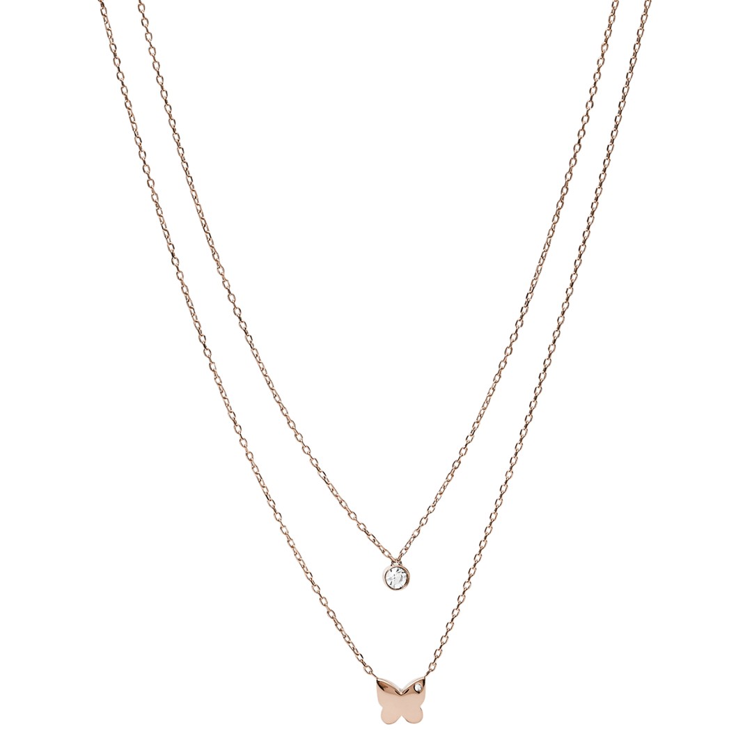 Fossil Rose Gold-Tone Stainless Steel Convertible Necklace Jof00564791 jewelry - JOF00564791-WSI Fossil Rose Gold-Tone Stainless Steel Convertible Necklace Jof00564791 jewelry - JOF00564791-WSI