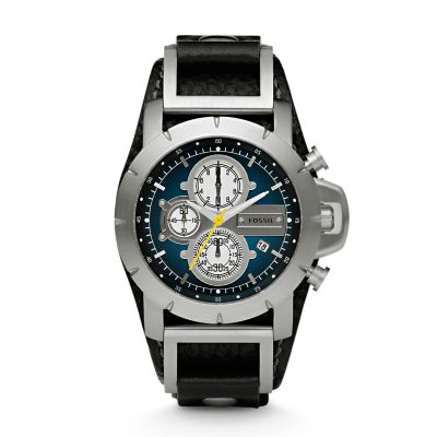 JR1156 - Jake Leather Watch - Black with Blue