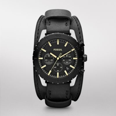 JR1394 - Keaton Chronograph Leather Watch - Black