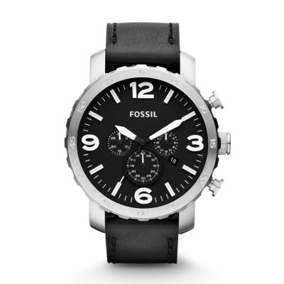 JR1436 - Nate Leather Watch - Black