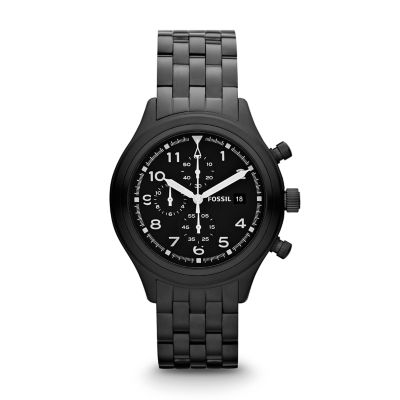 JR1439 - Compass Chronograph Stainless Steel Watch - Black