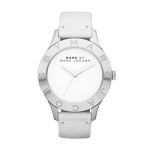 Blade Silver Tone White Patent Watch