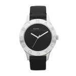 Blade Silver Tone Black Patent Watch