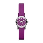 Amy Dinky Silver Tone Purple Dial Leather Watch
