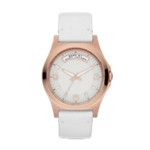 Baby Dave Rose Tone White Leather Watch