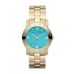 Amy Gold Tone Aqua Dial Watch