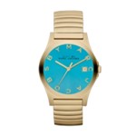 Henry Stretchy Gold Tone Aqua Dial Watch