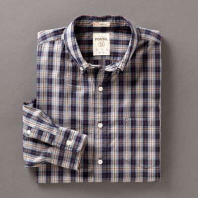 Fossil Fynn Plaid Button Down Shirt