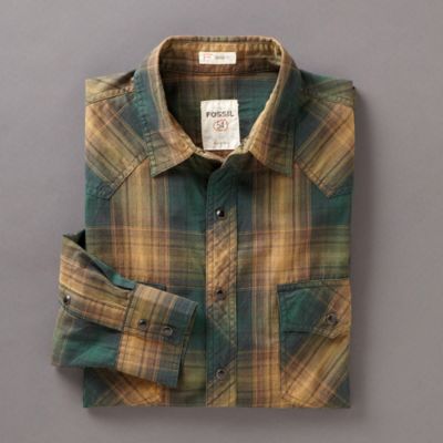 Fossil Gordon Plaid Western Shirt