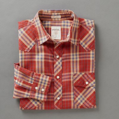 Fossil Carson Plaid Western Shirt