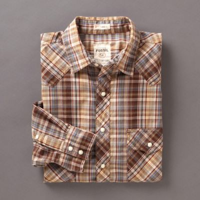 Fossil Bowen Plaid Western Shirt