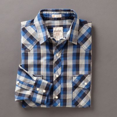 Fossil Griffin Plaid Western Shirt