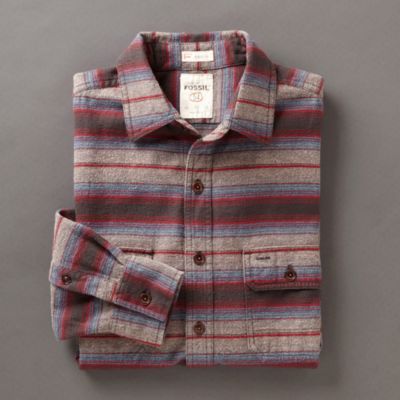 Fossil Brenton Stripe Flannel Shirt