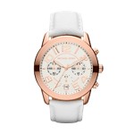 Mercer Rose Gold Tone White Leather Watch
