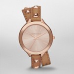 Runway Slim Rose Double Wrap Leather Watch