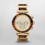 Lille Gold Tone Tortoise Chronograph Watch
