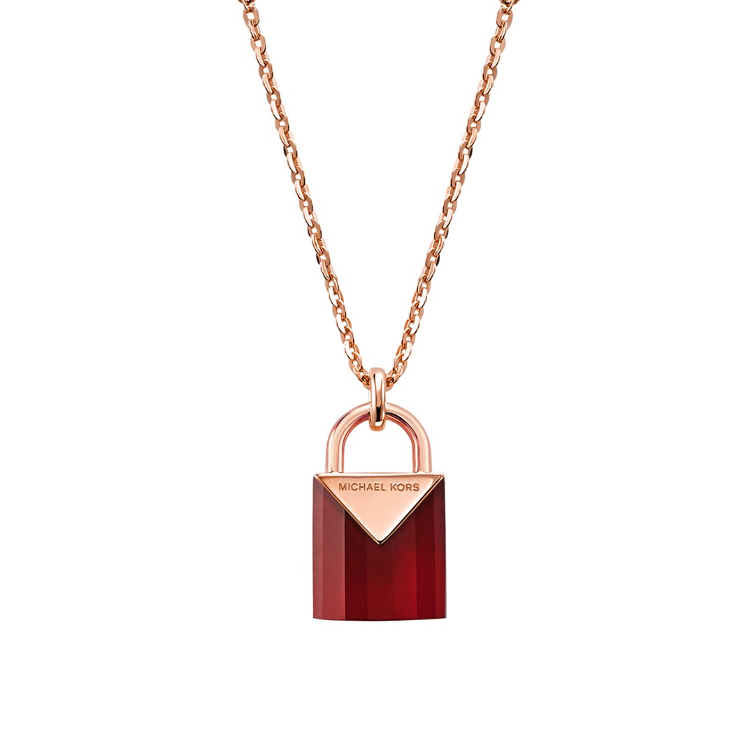 Michael Kors Michael Kors Women&Apos;S Semi-Precious 14K Rose Gold-Plated Sterling Silver Padlock Necklace Mkc1039ad791 Jewelry - MKC1039AD791-WSI Michael Kors Michael Kors Women&Apos;S Semi-Precious 14K Rose Gold-Plated Sterling Silver Padlock Necklace Mkc1039ad791 Jewelry - MKC1039AD791-WSI