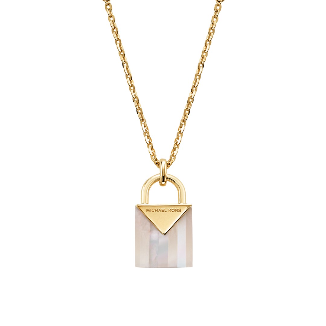 Michael Kors Michael Kors Women&Apos;S Semi-Precious 14K Gold-Plated Sterling Silver Padlock Necklace Mkc1039ah710 Jewelry - MKC1039AH710-WSI Michael Kors Michael Kors Women&Apos;S Semi-Precious 14K Gold-Plated Sterling Silver Padlock Necklace Mkc1039ah710 Jewelry - MKC1039AH710-WSI